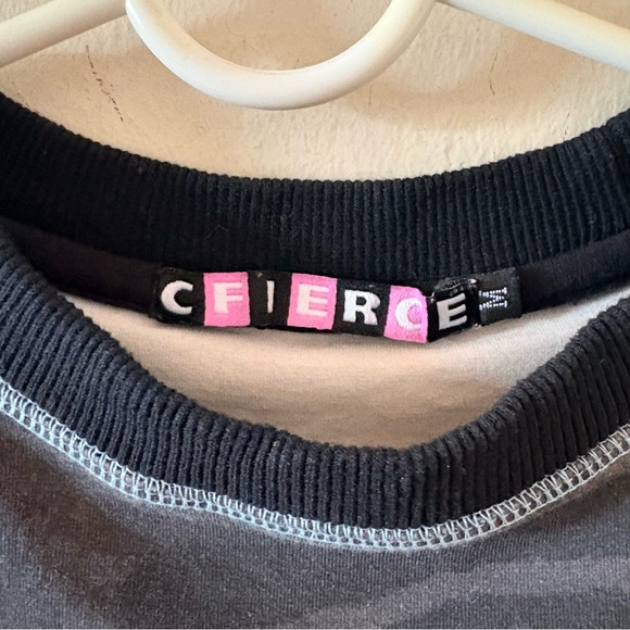 Cfierce Black and Grey Raglan Style Teddy Bear Print T-shirt with Blue Stitching - Picture 3 of 4